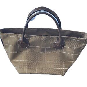 Hervé Chapelier Mini Printed Nylon Tote Brown Plaid Sheep Logo Never Used NWOT